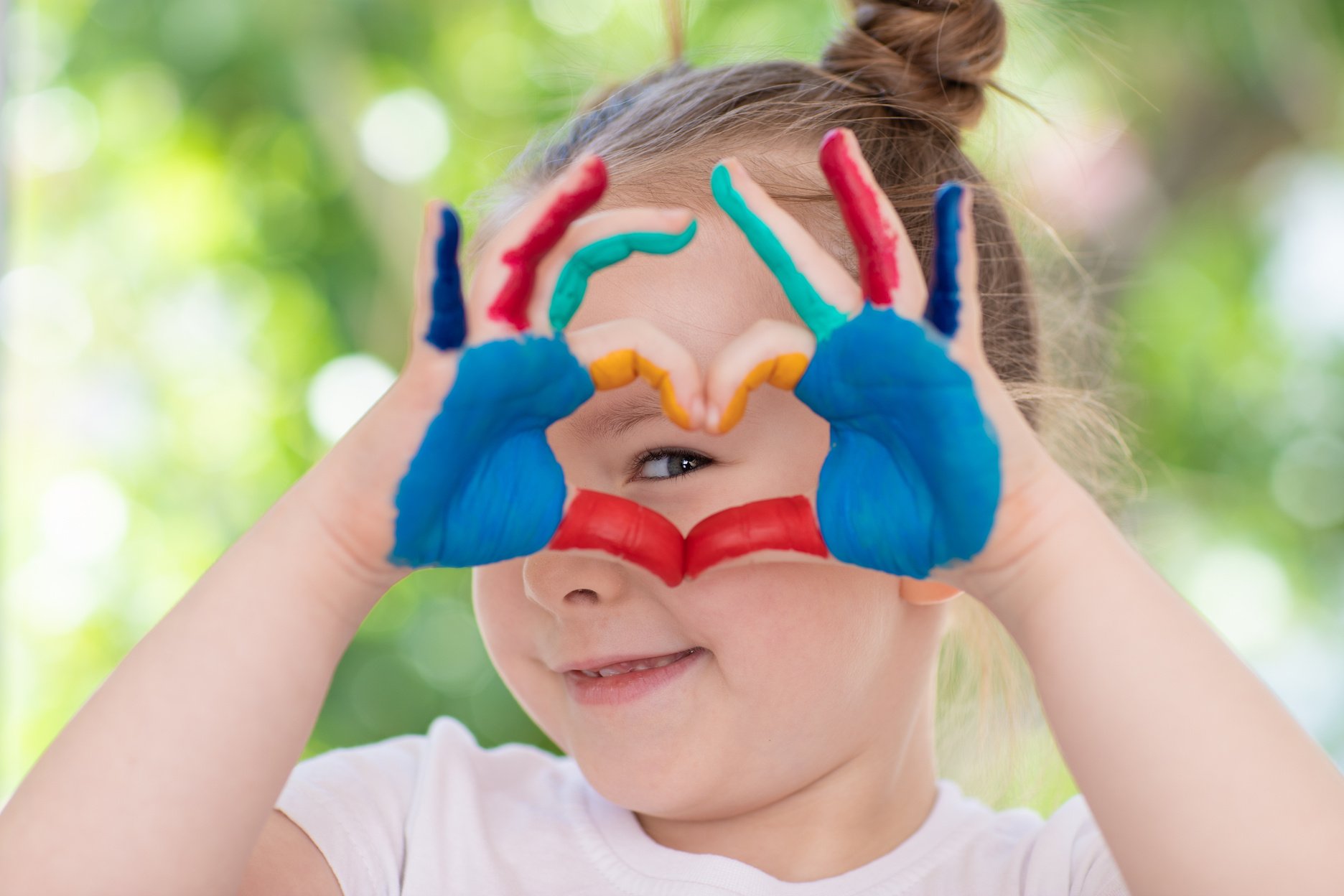 children hands in colors